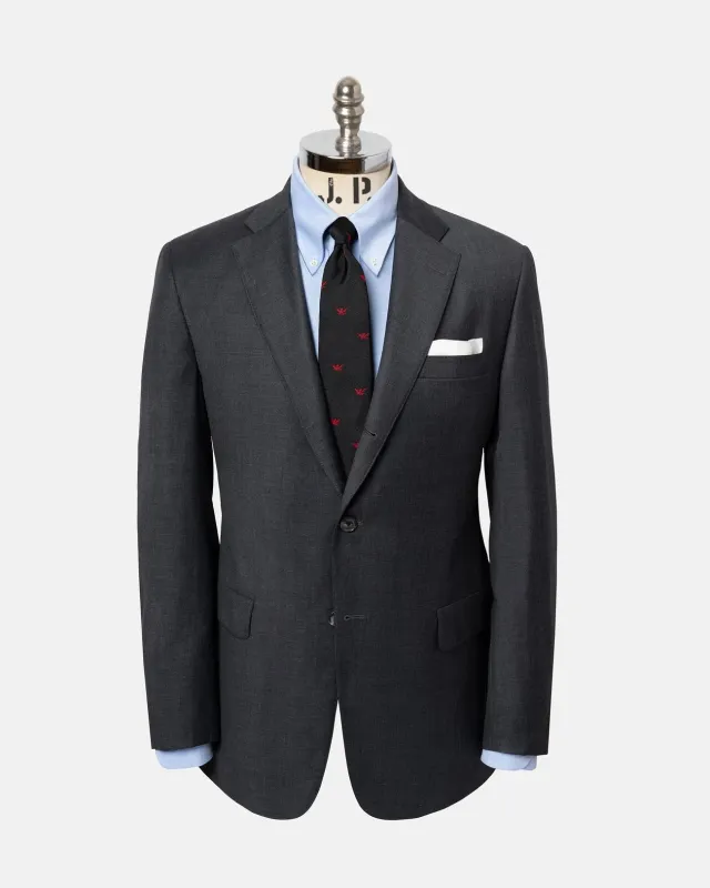 Made-in-USA Solid Medium Grey Super 120s Wool Suit sold by J. Press