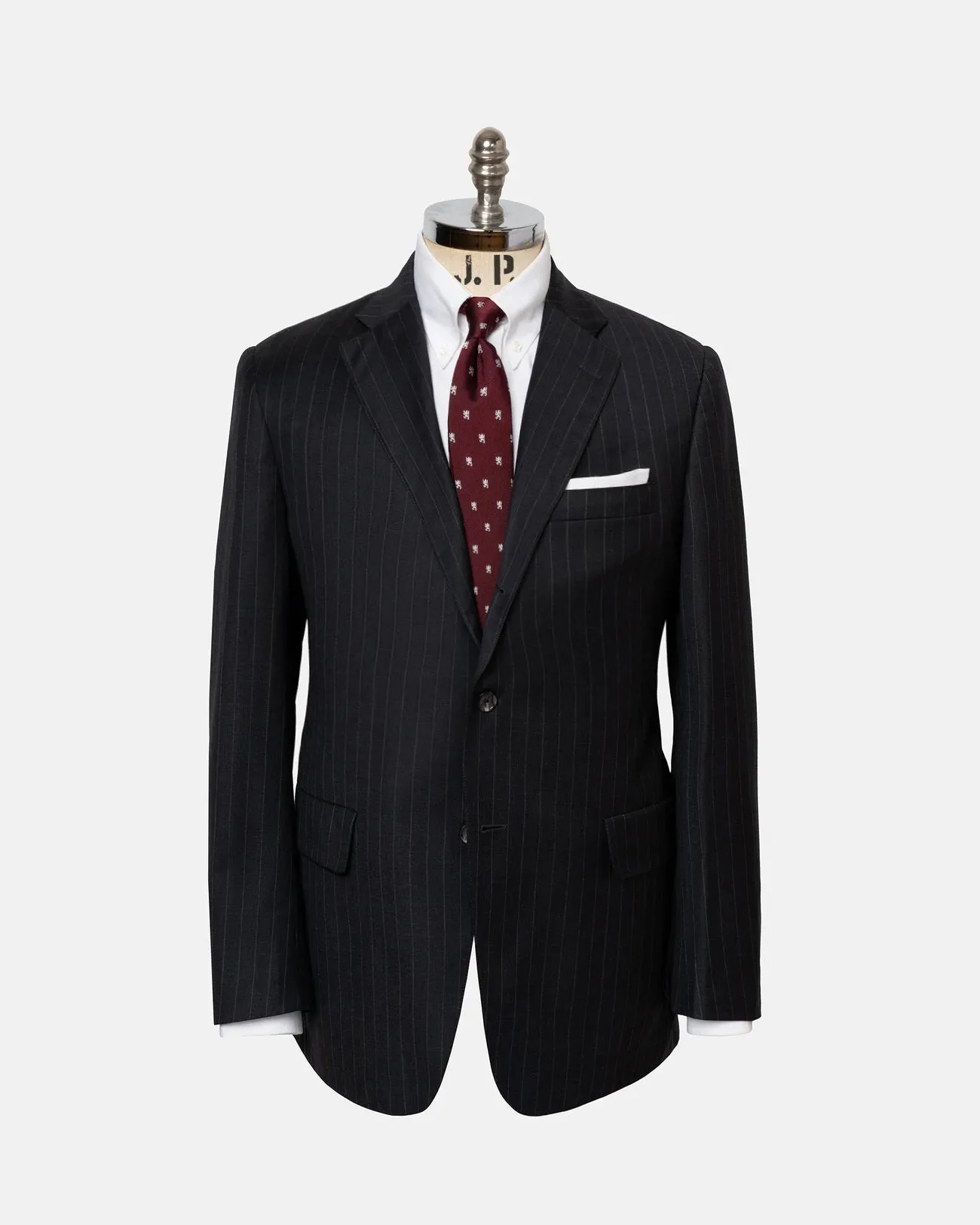 Made-in-USA Charcoal Chalkstripe Super 120s Wool Suit sold by J. Press