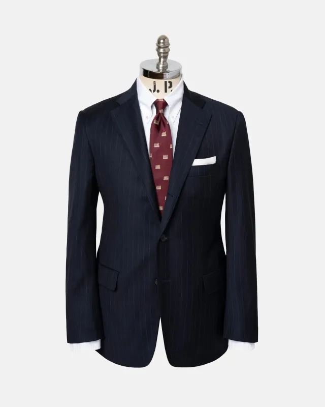 Made-in-USA Navy Chalkstripe Super 120s Wool Suit sold by J. Press