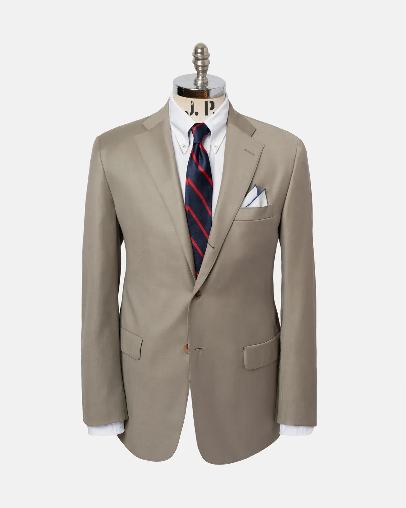 Made-in-USA Solid Tan Super 120s Wool Suit sold by J. Press