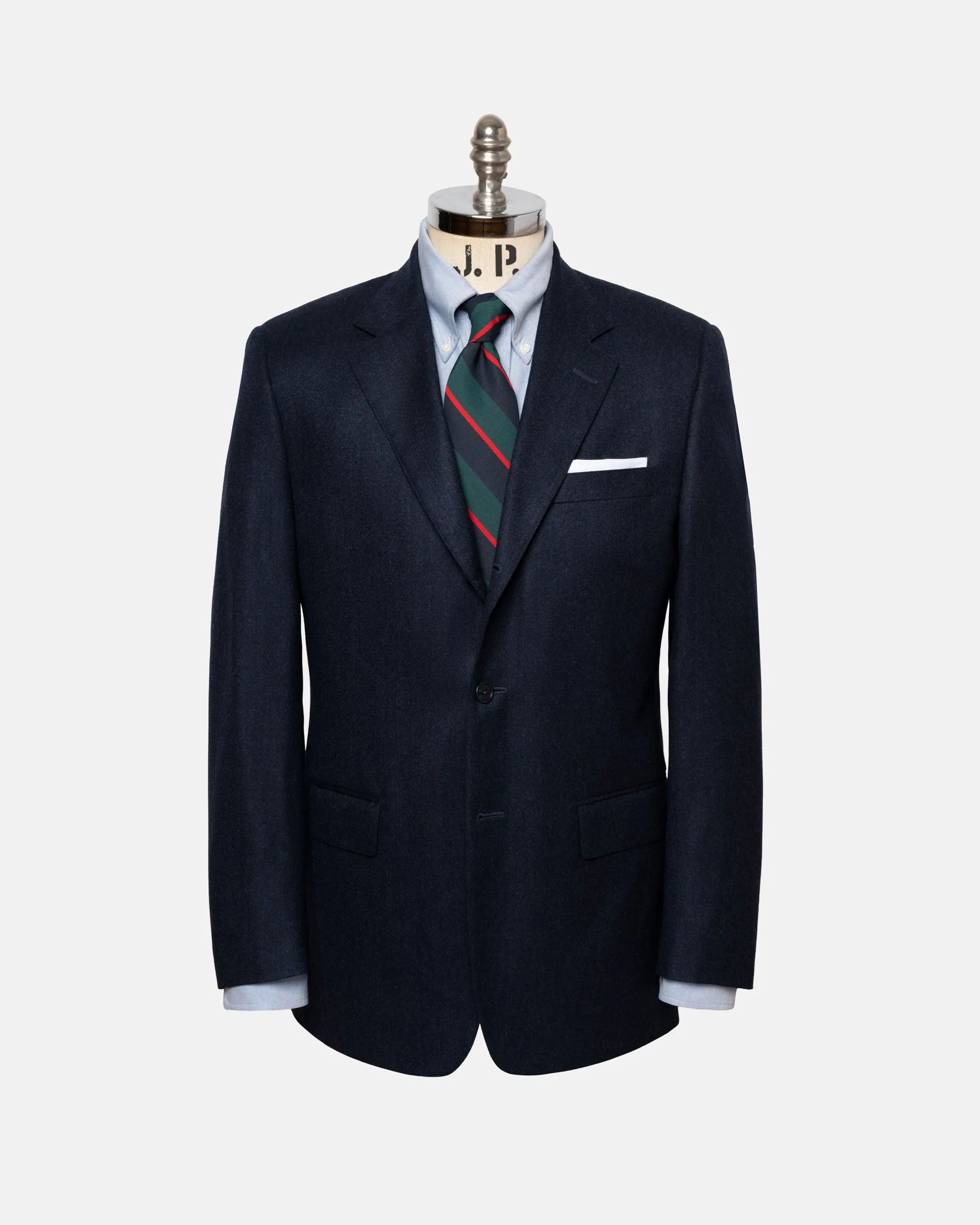 Made-in-Canada Solid Navy Wool Flannel Suit sold by J. Press