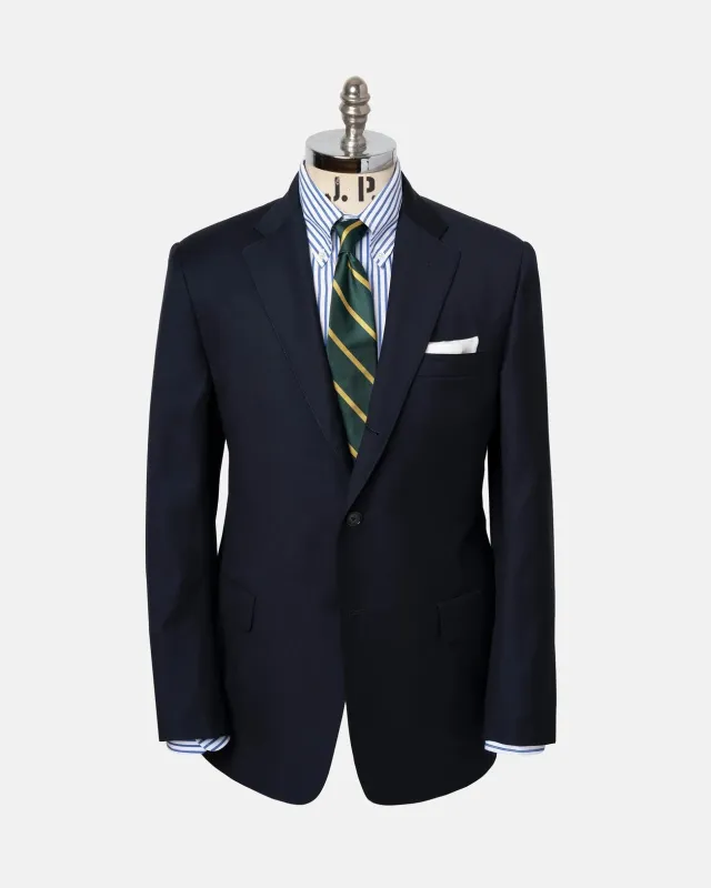 Made-in-USA Solid Navy Worsted Wool Suit sold by J. Press