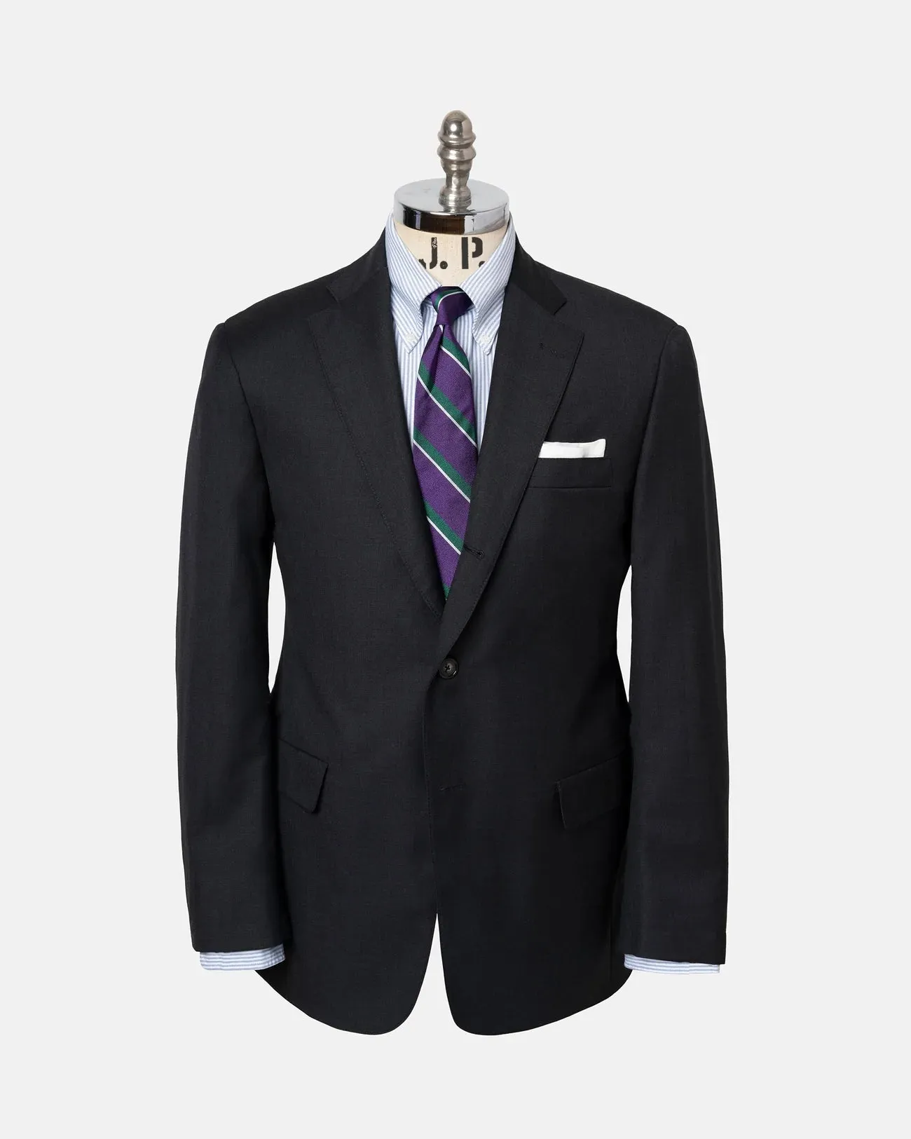Made-in-USA Solid Charcoal Worsted Wool Suit sold by J. Press