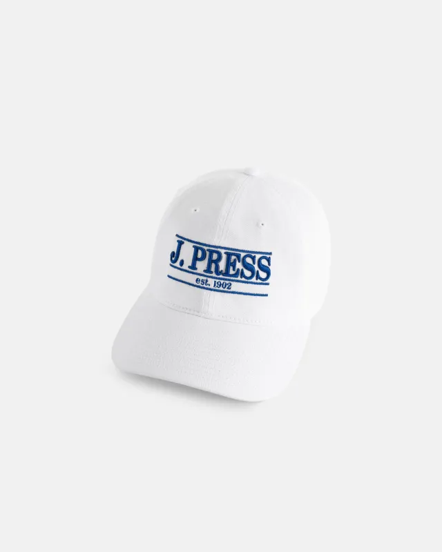 J. PRESS White Three-Bar Dad Hat made by J. Press