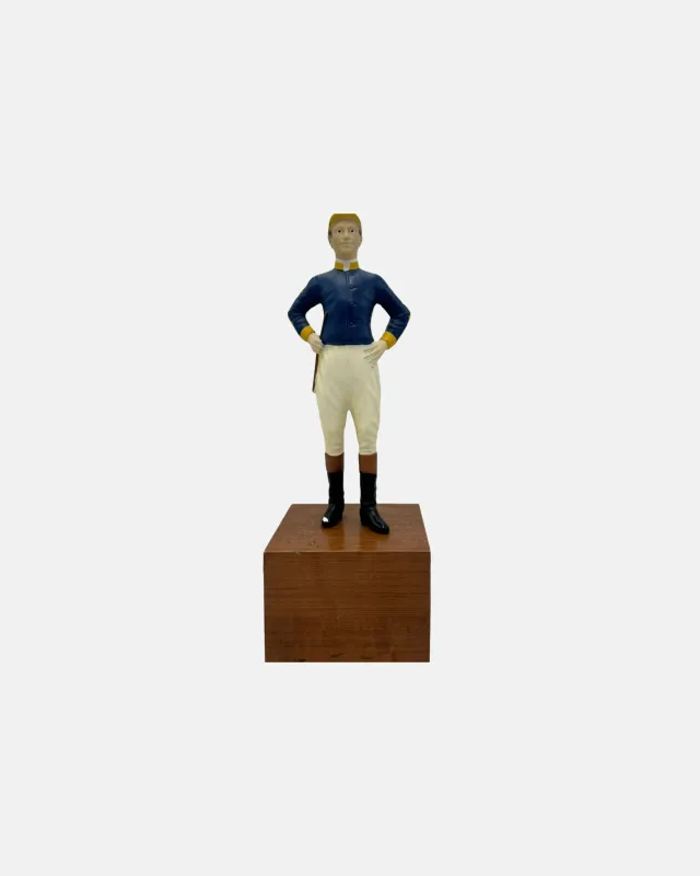 Vintage Equestrian Jockey Bookend Blue Yellow sold by J. Press