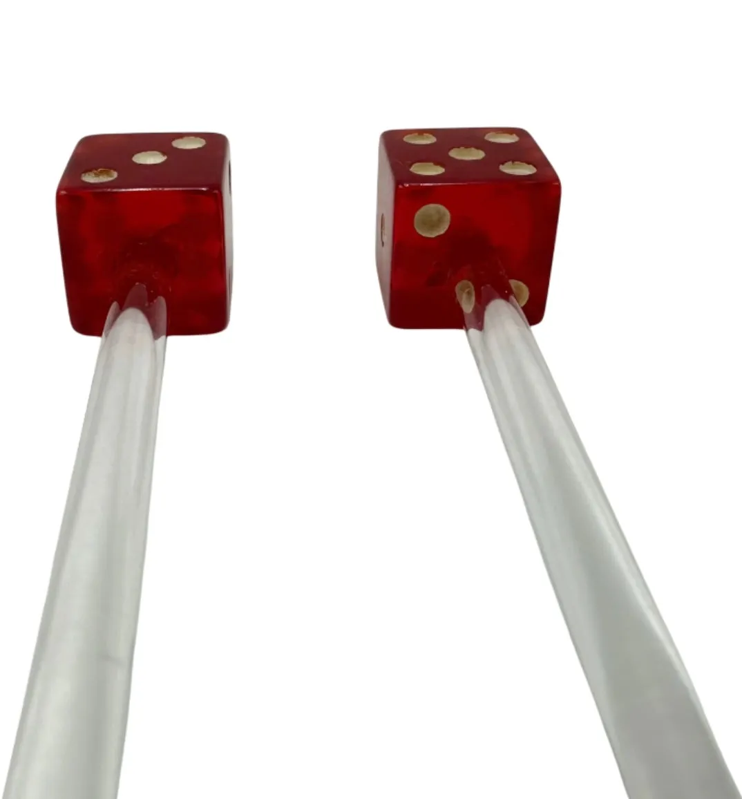 Pair Vintage Bakelite Dice Glass Swizzle Stick Stirrers sold by J. Press product image thumbnail 2