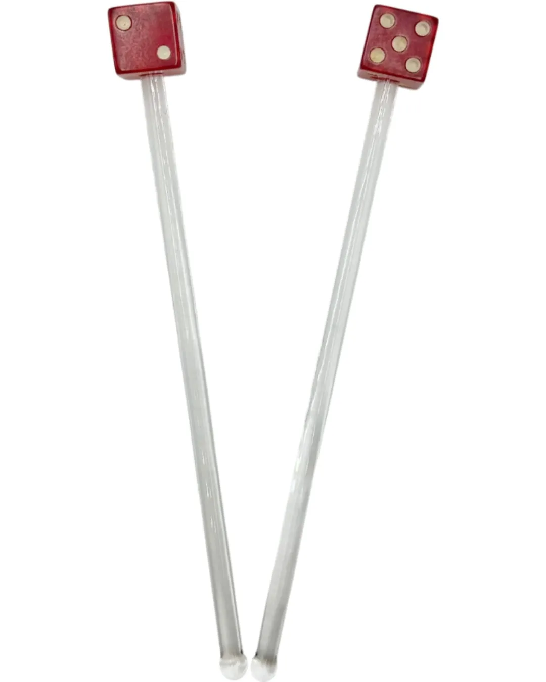Pair Vintage Bakelite Dice Glass Swizzle Stick Stirrers sold by J. Press product image thumbnail 5