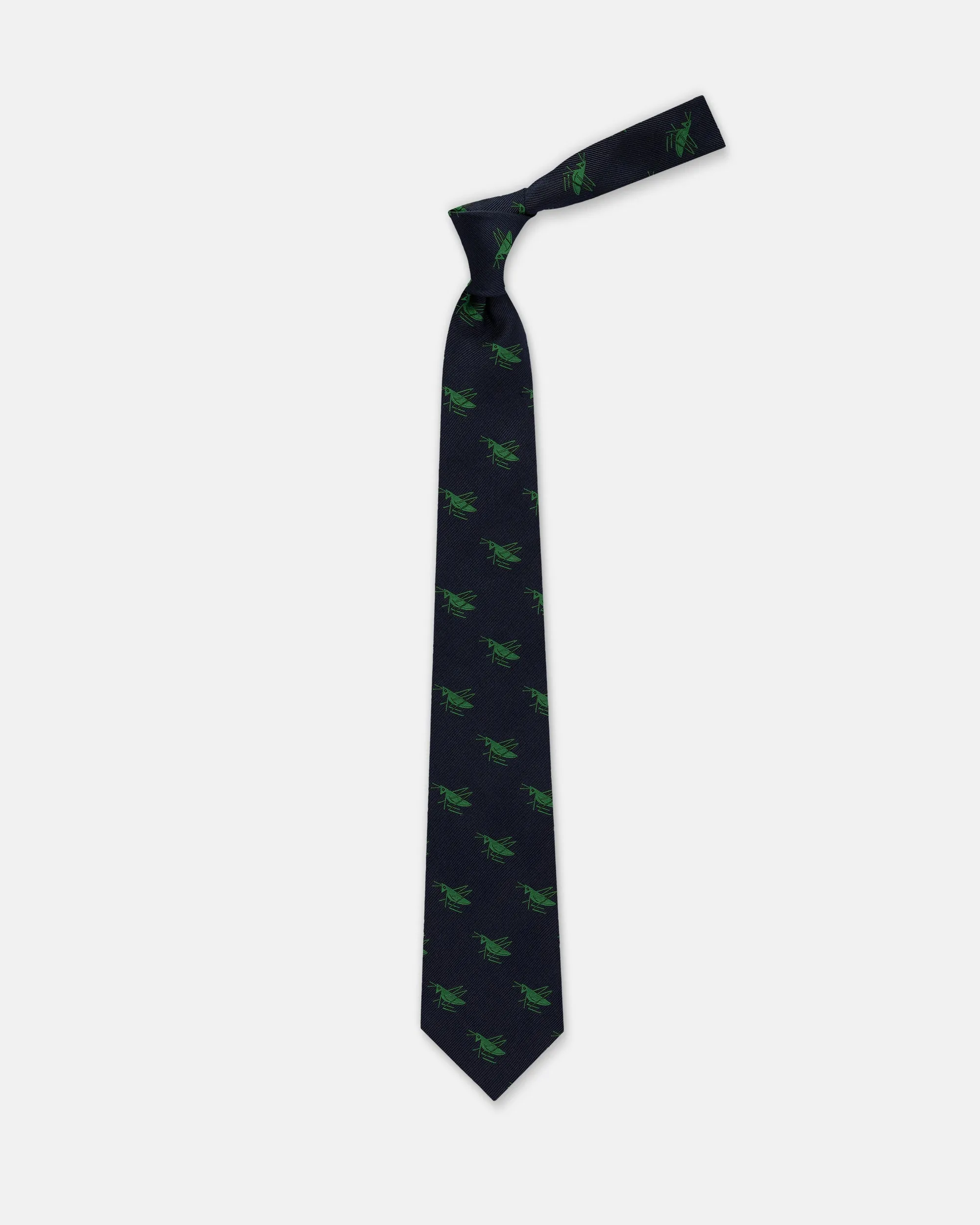Made-in-UK Navy with Kelly Grasshoppers Club Tie sold by J. Press