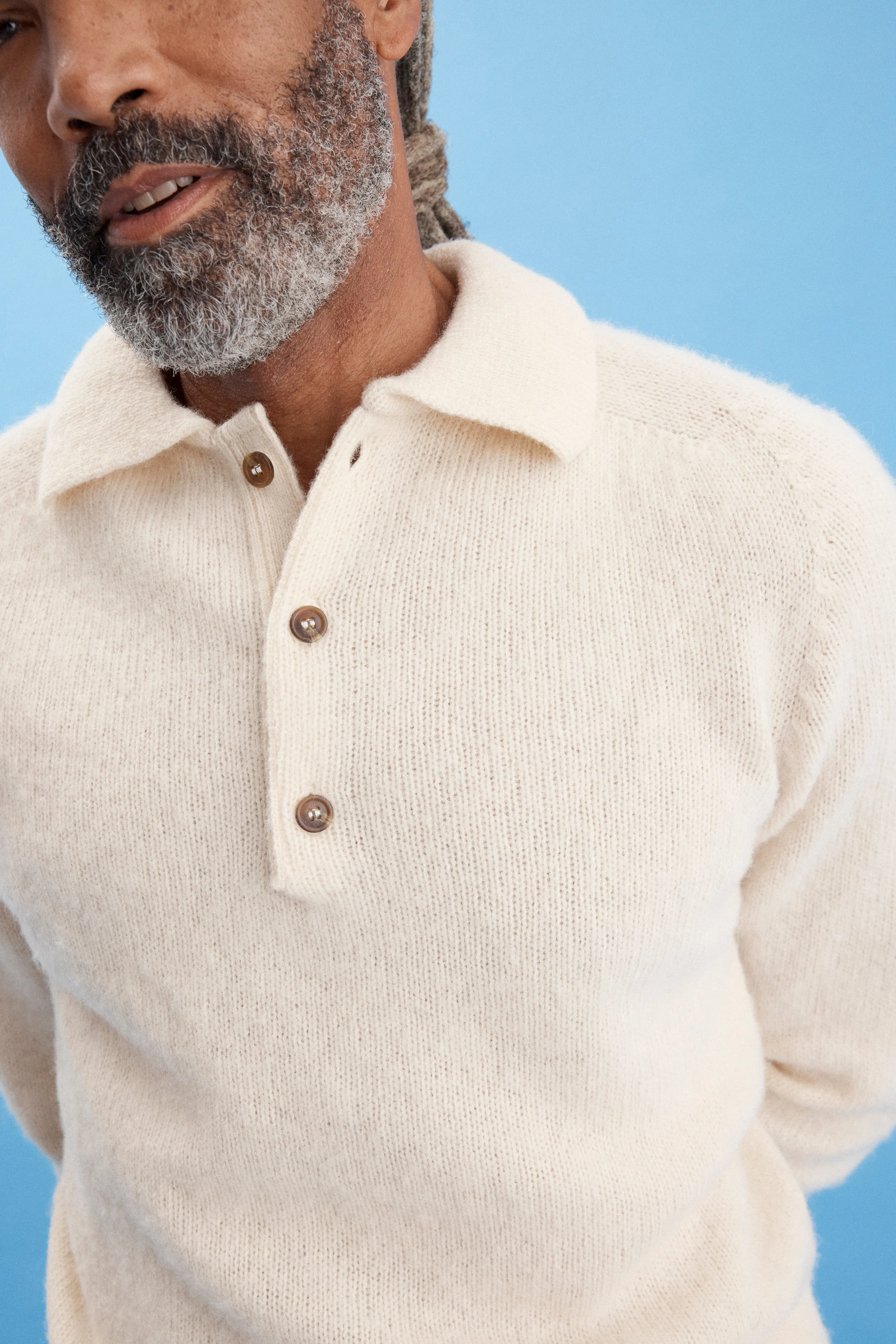 J. Press x Alex Mill Off White Shaggy Dog Polo Sweater - Trim Fit sold by J. Press product image thumbnail 3