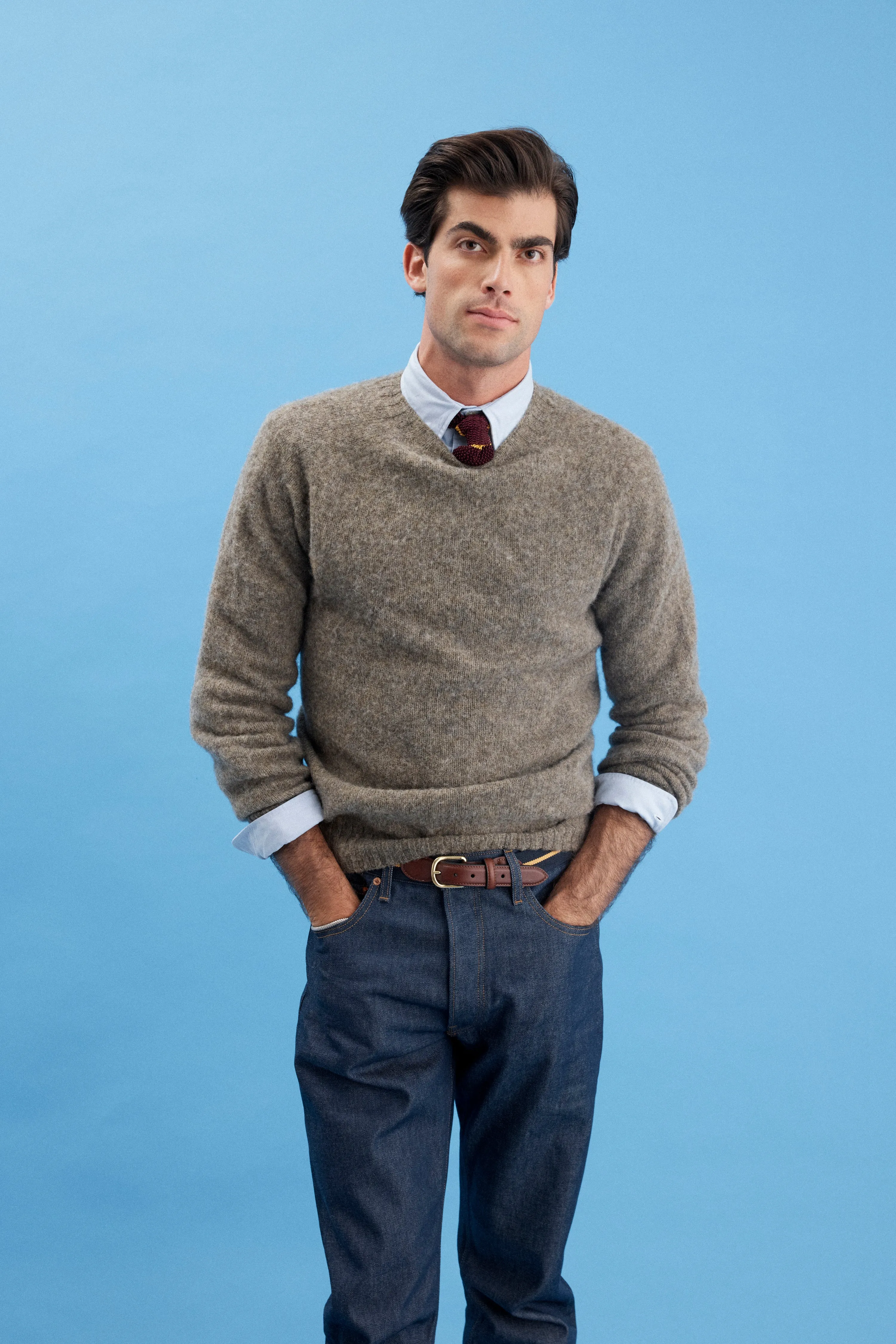 J. Press x Alex Mill Grey Shaggy Dog Sweater - Trim Fit sold by J. Press product image thumbnail 2