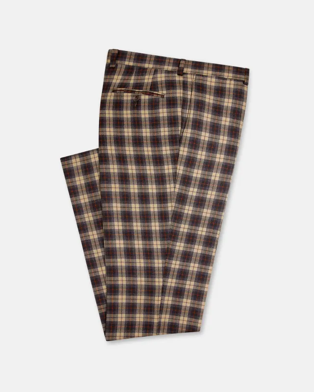 Made-in-Canada Tan Tartan Wool Trouser sold by J. Press