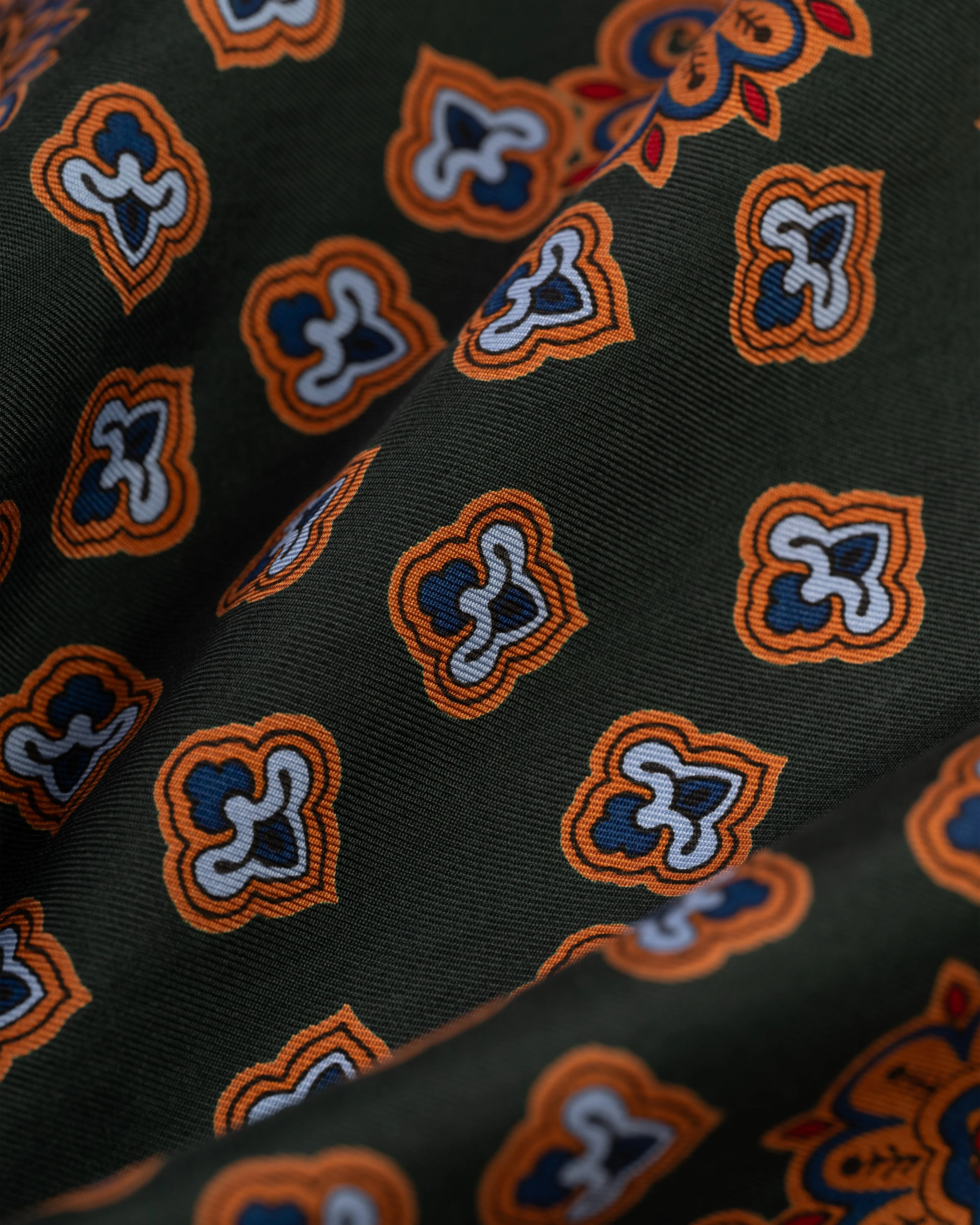 Made-in-England Olive Foulard Silk Pocket Square sold by J. Press product image thumbnail 2