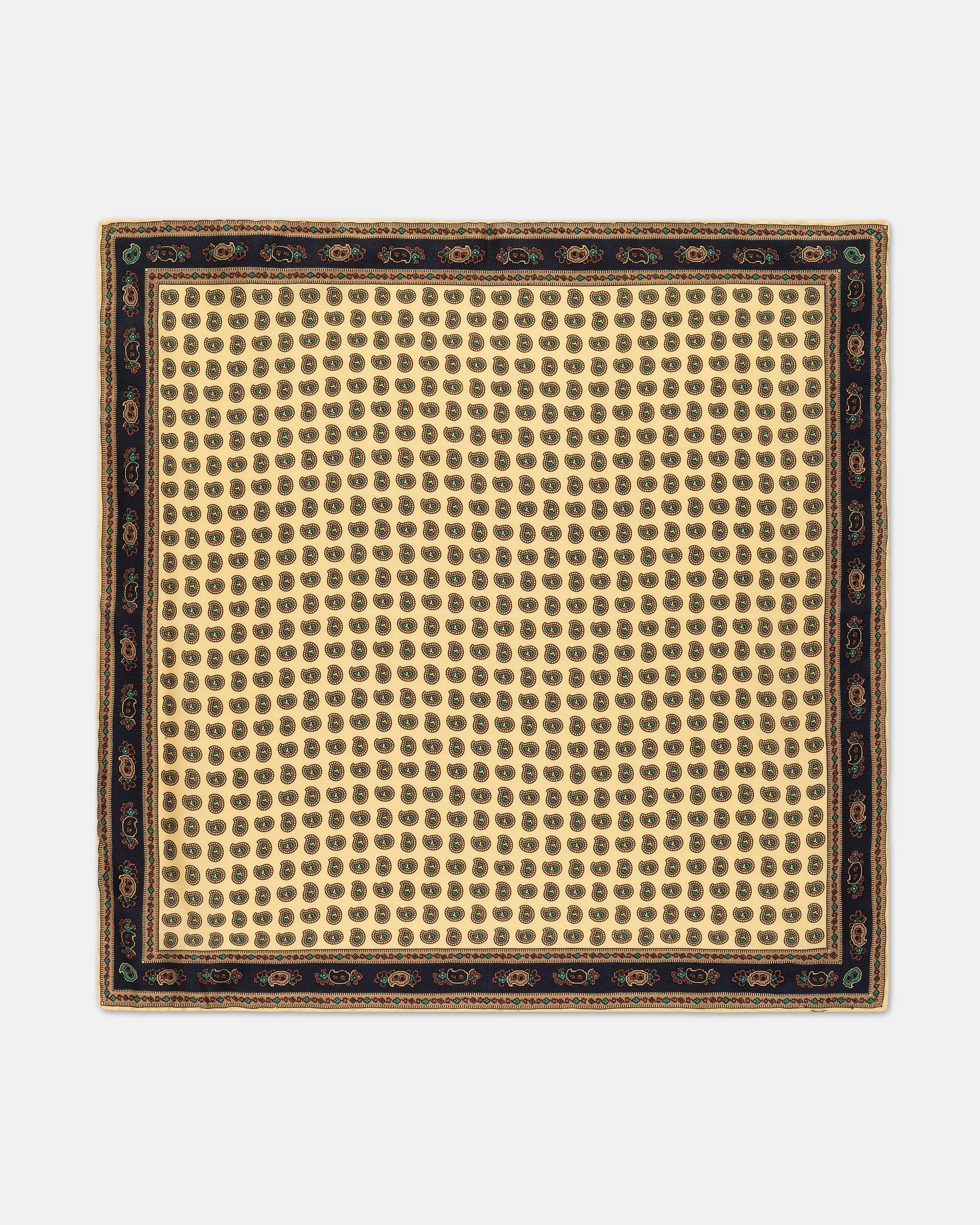 Made-in-USA Light Yellow Pine Silk Pocket Square sold by J. Press