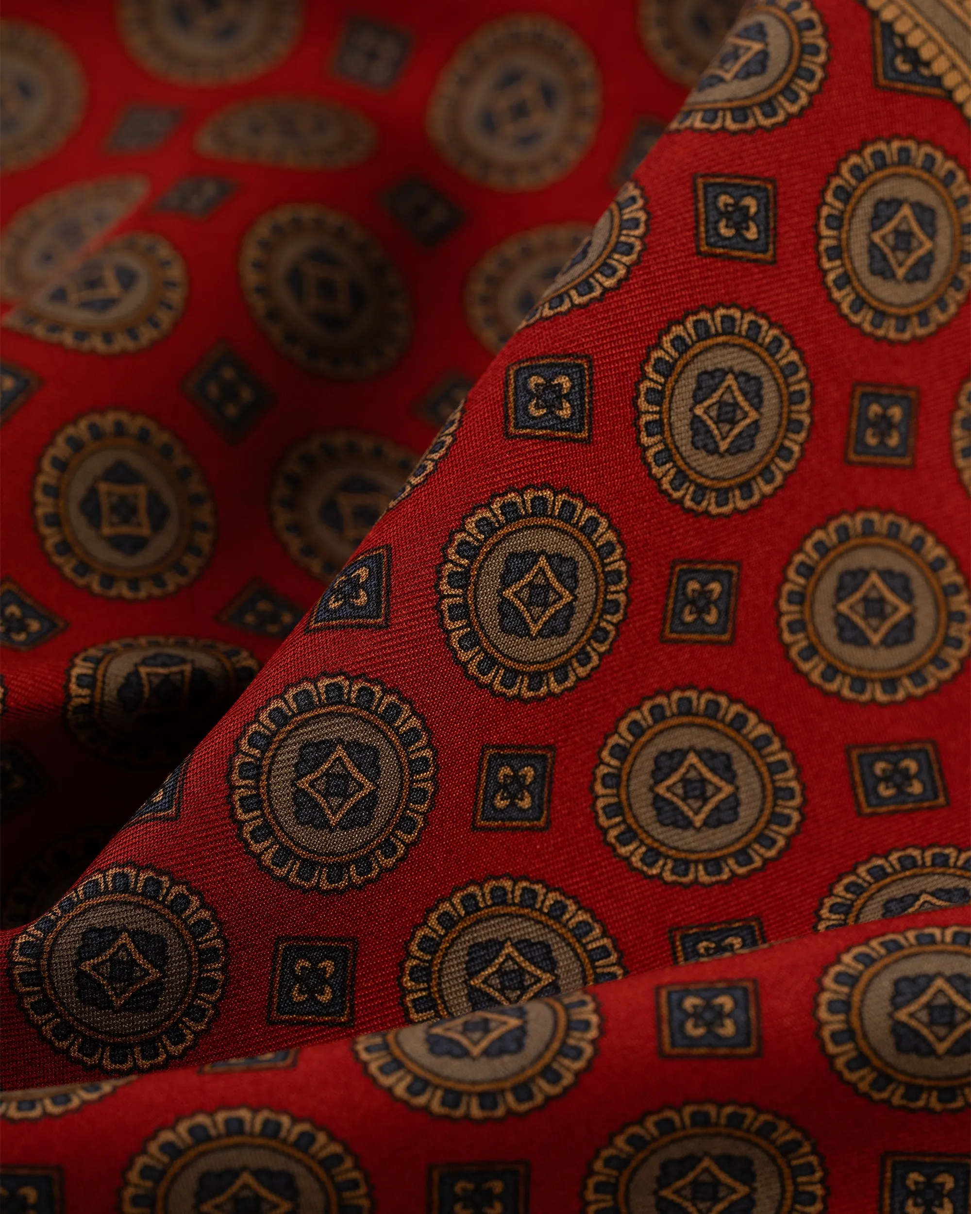 Made-in-USA Red Medallion Silk Pocket Square sold by J. Press product image thumbnail 2