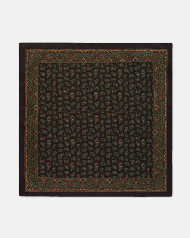 Made-in-USA Navy Pine Silk Pocket Square sold by J. Press