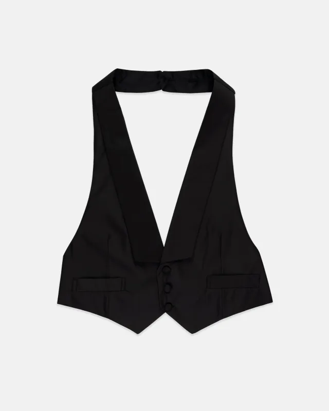 Made-in-USA Black Grosgrain Formal Waistcoat made by J. Press