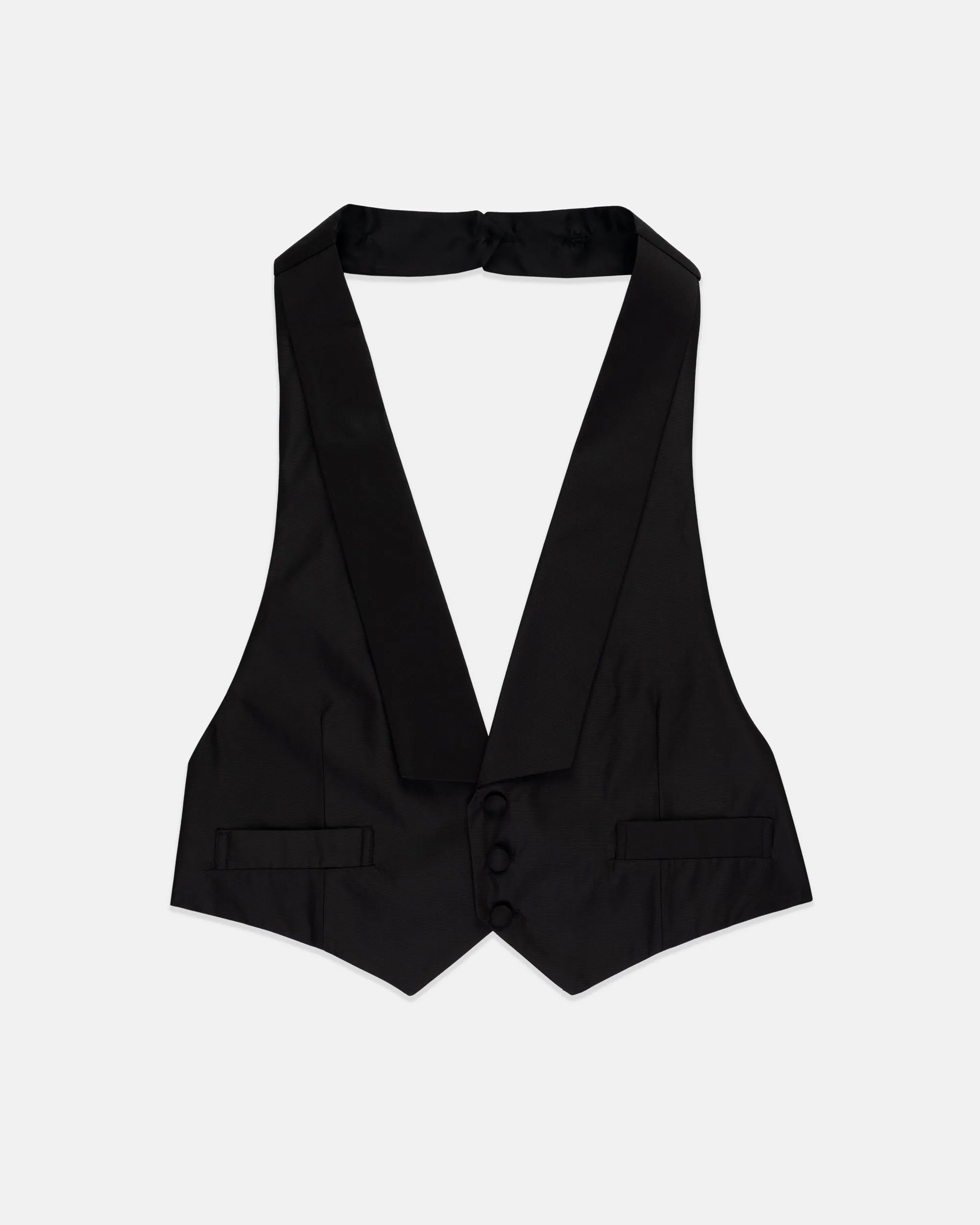 Made-in-USA Black Grosgrain Formal Waistcoat sold by J. Press