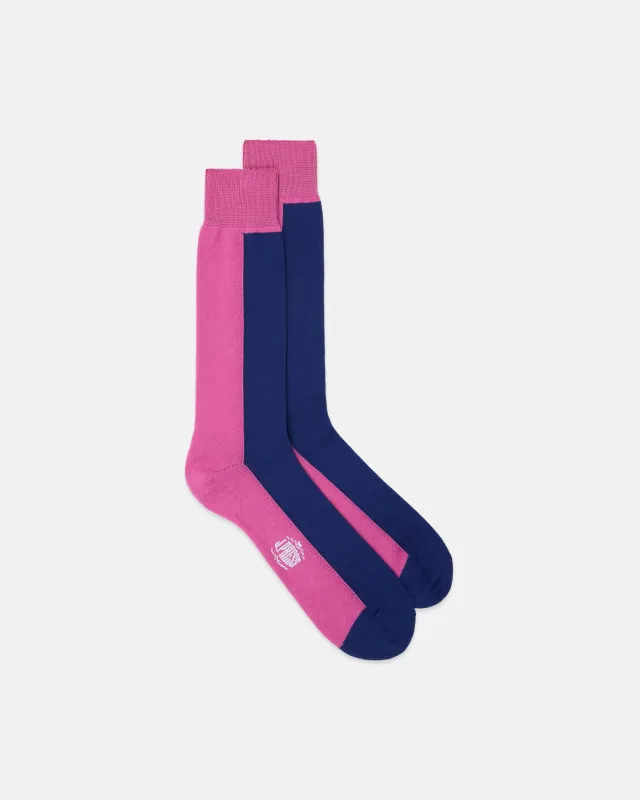 Made-in-Italy Blue & Pink Vertical Stripe Cotton Socks sold by J. Press