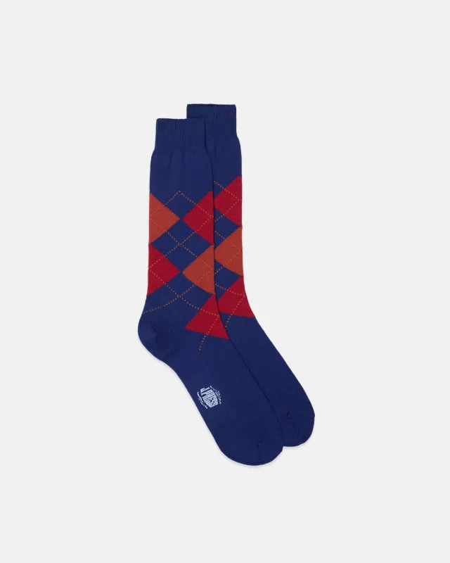 Made-in-Italy Navy Argyle Cotton Socks sold by J. Press