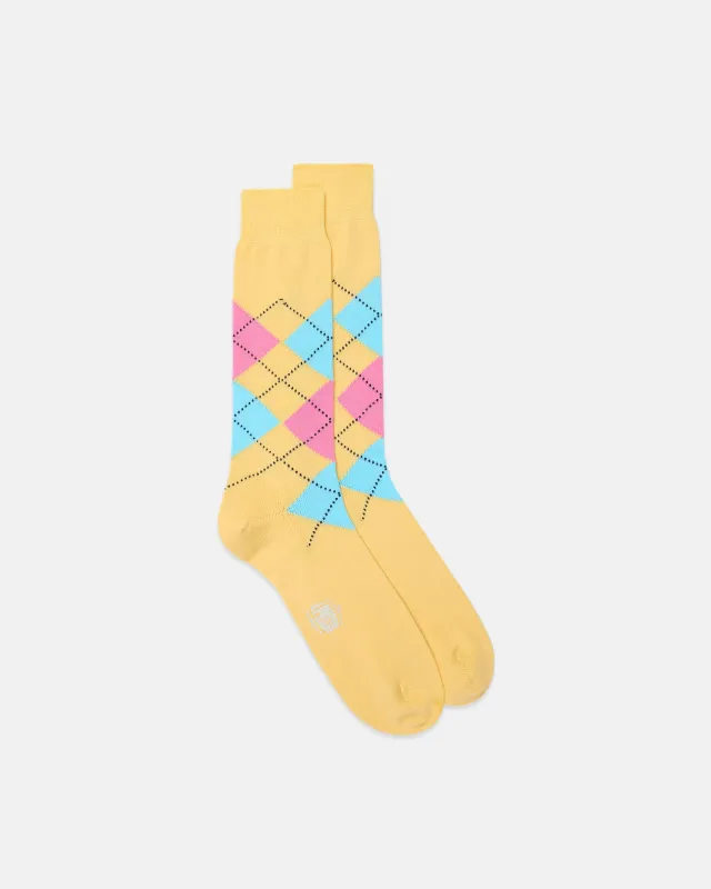 Made-in-Italy Yellow Argyle Cotton Socks sold by J. Press