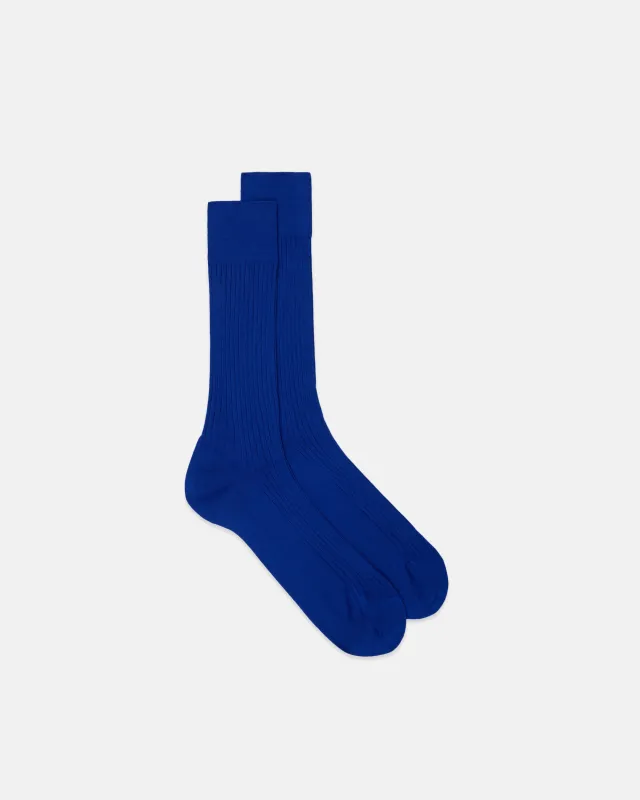 Made-in-England Solid Blue Cotton Socks sold by J. Press