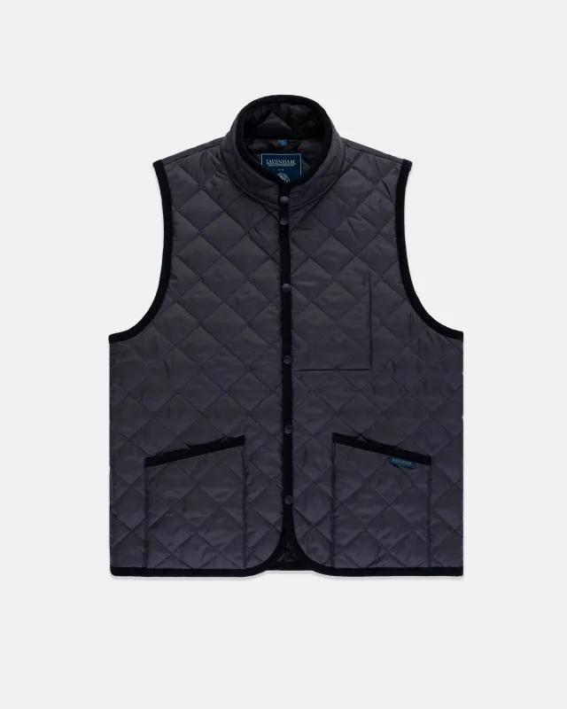 Made-in-England Lavenham Navy Mickfield Quilted Gilet sold by J. Press