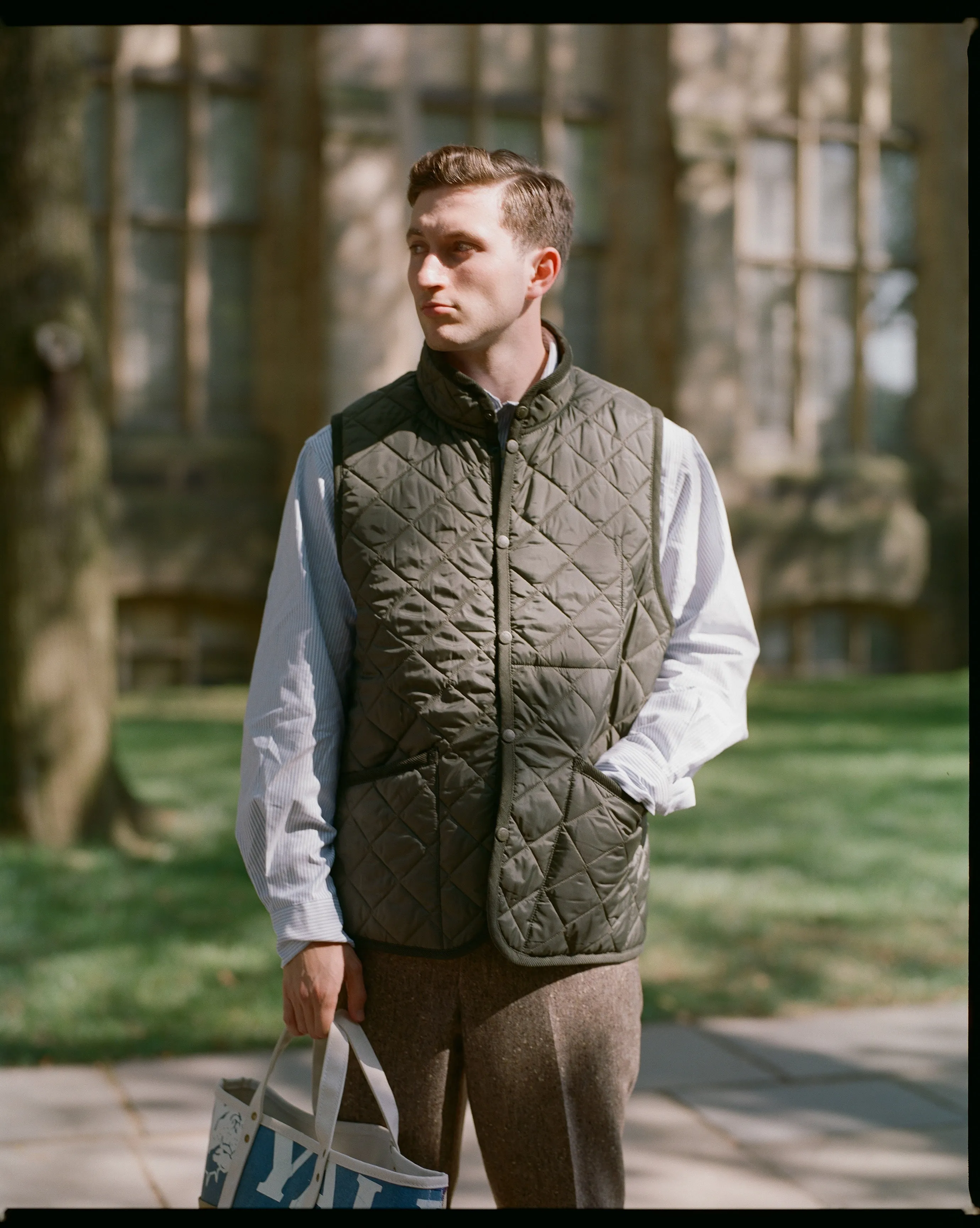 Made-in-England Lavenham Olive Mickfield Quilted Gilet sold by J. Press product image thumbnail 2