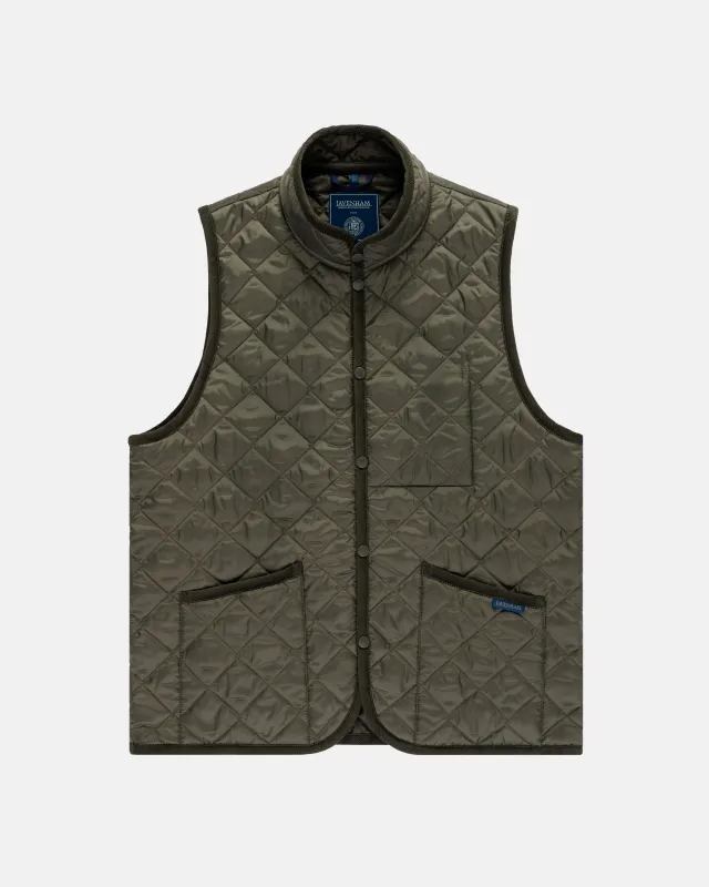 Made-in-England Lavenham Olive Mickfield Quilted Gilet sold by J. Press