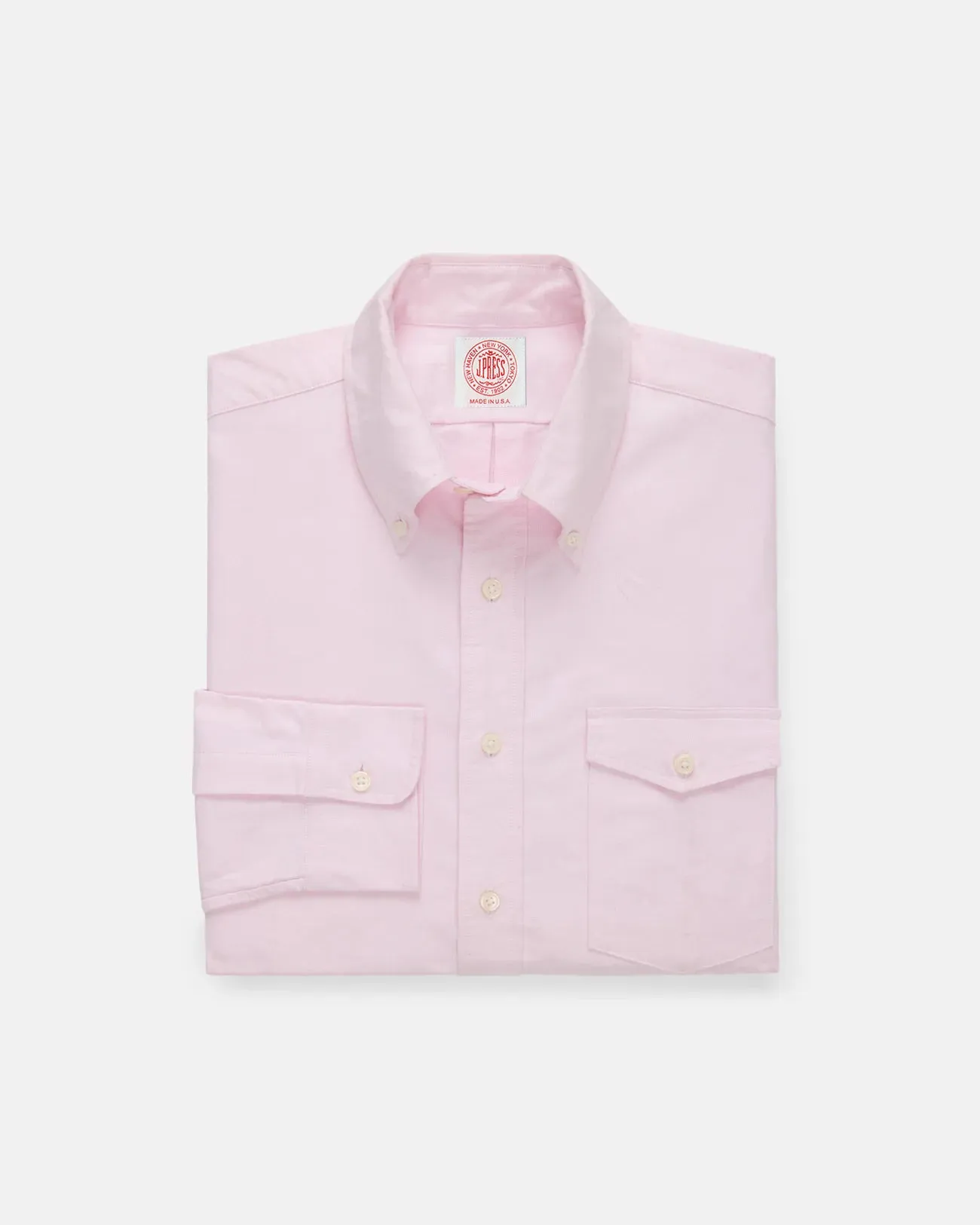Made-in-USA Flap Pocket Pink Oxford Cloth Button Down Shirt - Regular Fit sold by J. Press