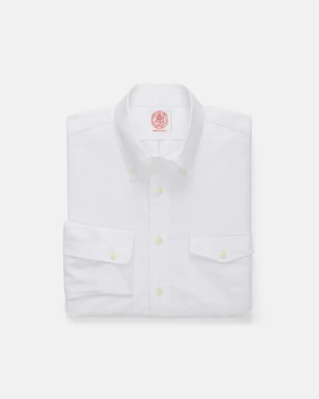 Made-in-USA Flap Pocket White Oxford Cloth Button Down Shirt - Regular Fit sold by J. Press