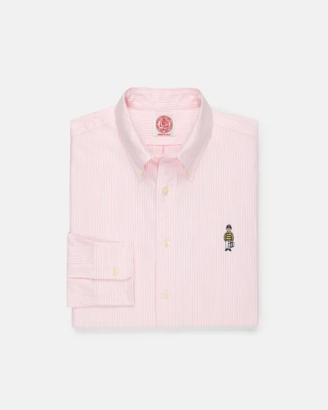 Made-in-USA "Ivy Guy" Pink University Stripe Oxford Cloth Shirt - Classic Fit sold by J. Press