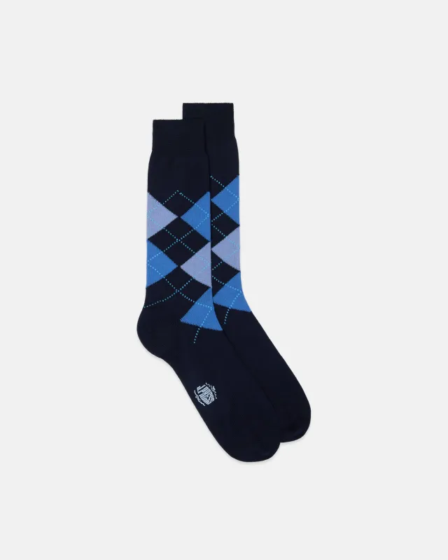 Made-in-Italy Black Argyle Cotton Socks sold by J. Press