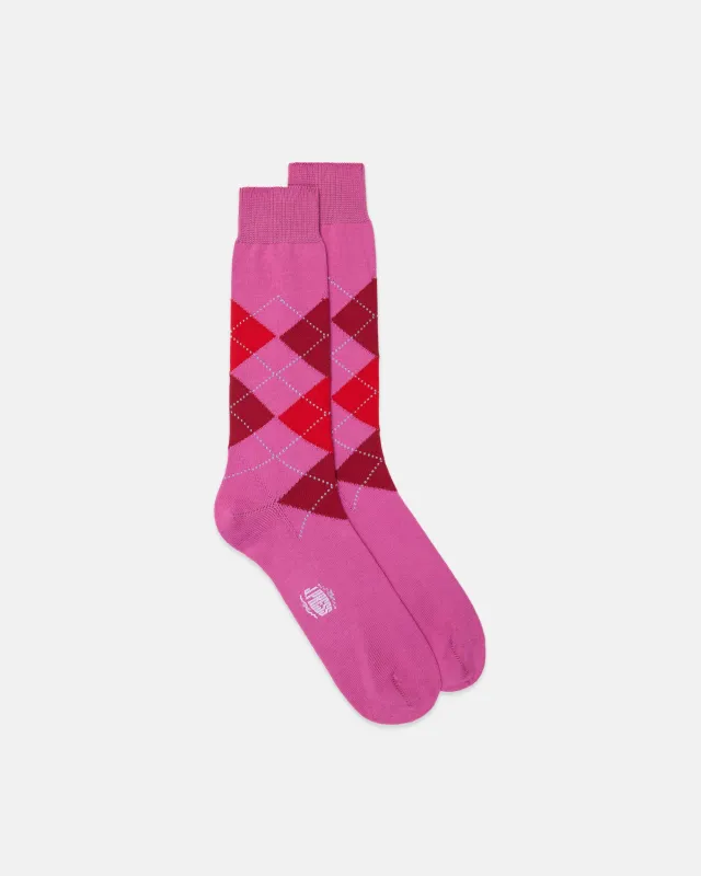 Made-in-Italy Pink Argyle Cotton Socks sold by J. Press
