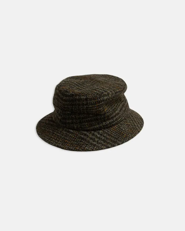 Made-in-Italy Olive Glen Plaid Harris Tweed Bucket Hat sold by J. Press