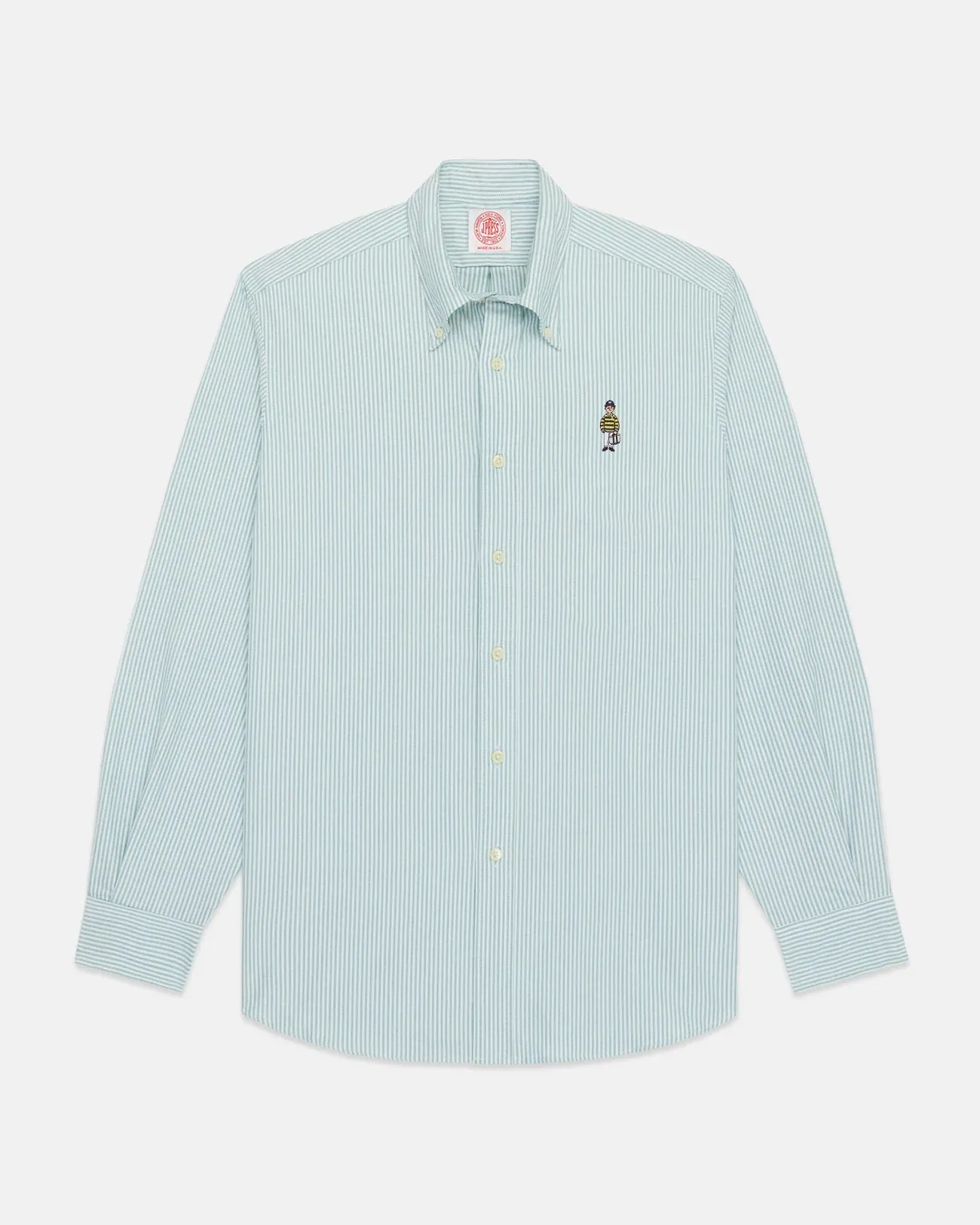 Made-in-USA "Ivy Guy" Green University Stripe Oxford Cloth Shirt sold by J. Press product image thumbnail 2