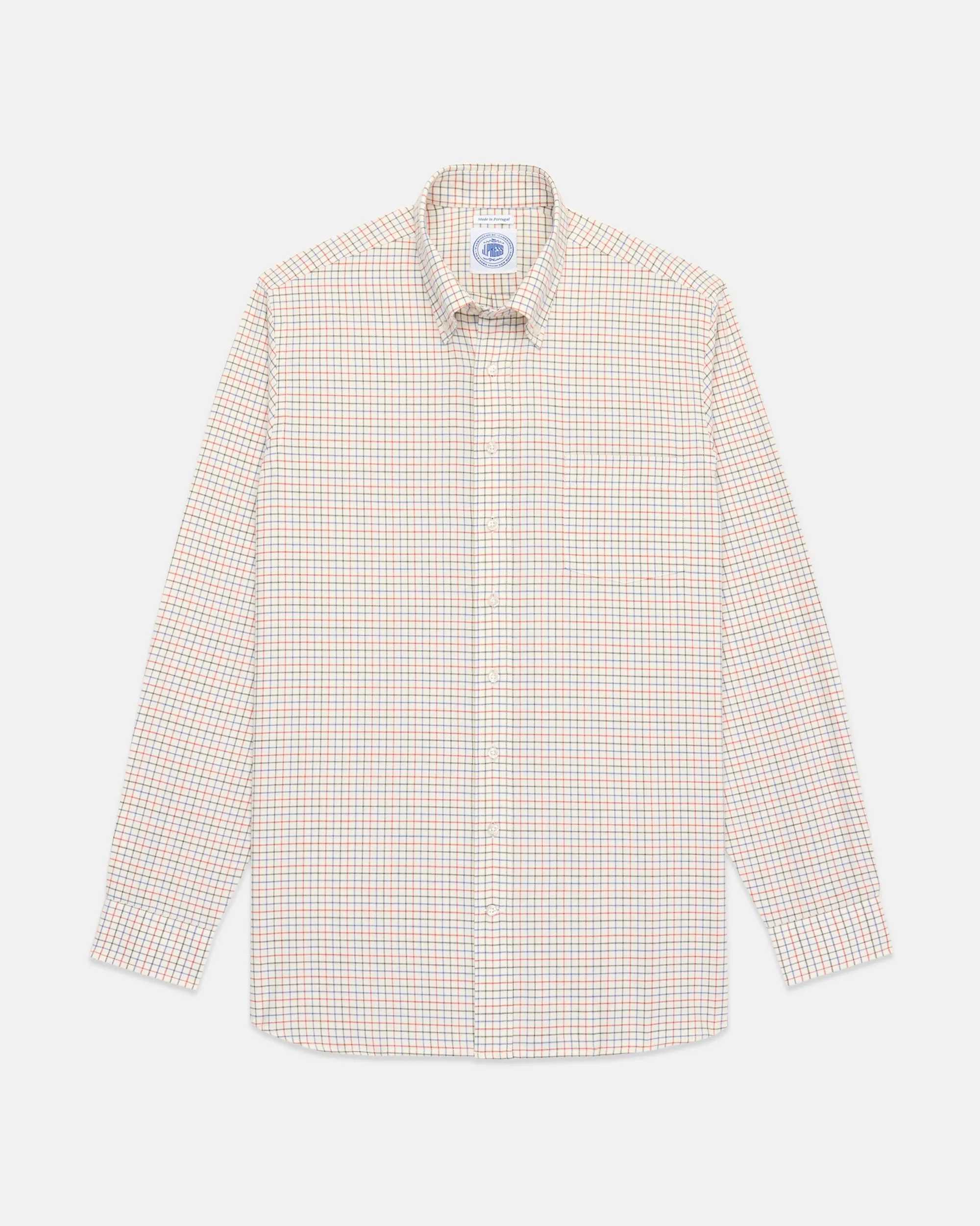 Navy, Light Blue & Red Tattersall Cotton Flannel Sport Shirt - Classic Fit sold by J. Press product image thumbnail 2