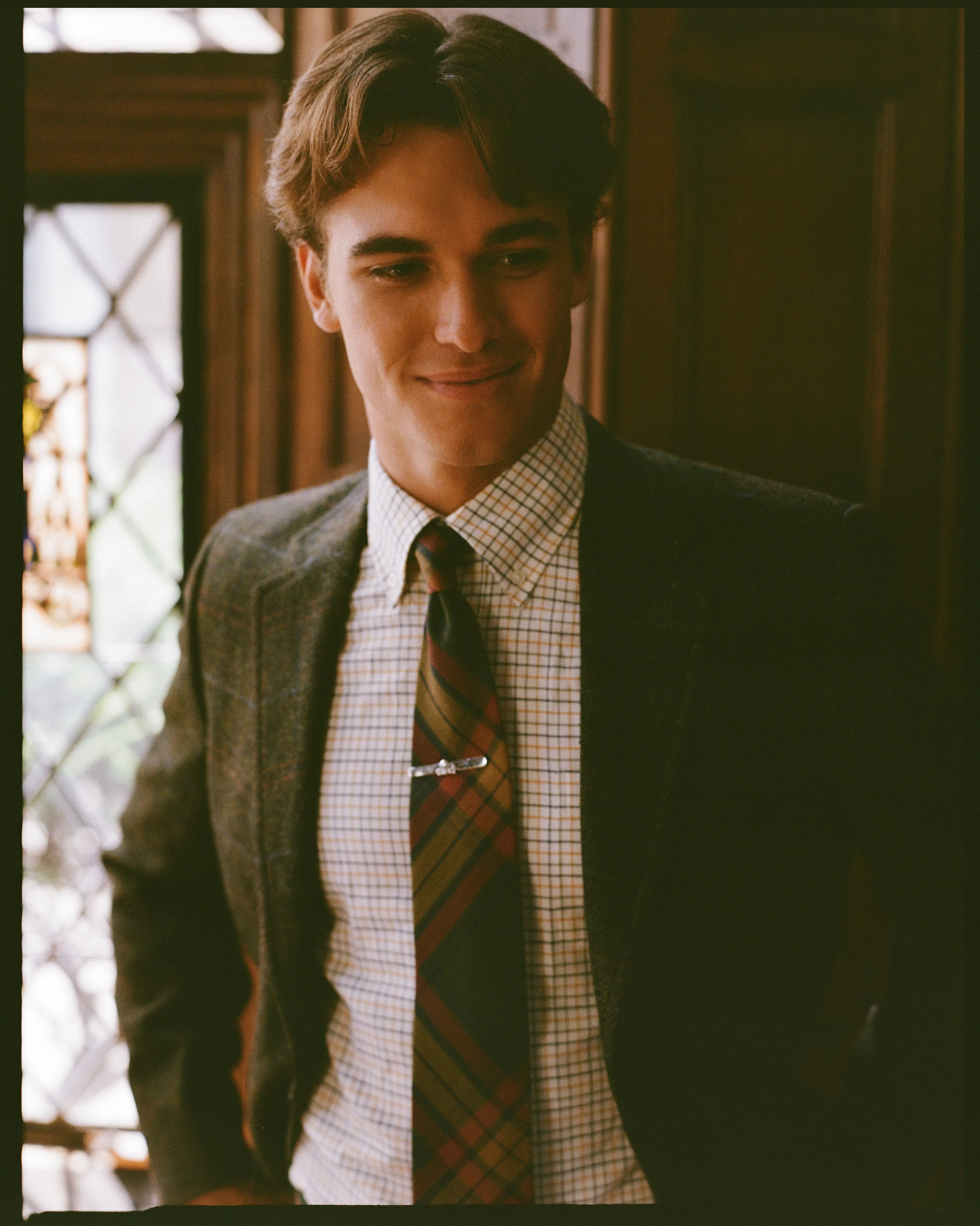 Navy, Gold & Green Tattersall Cotton Flannel Sport Shirt - Classic Fit sold by J. Press product image thumbnail 3