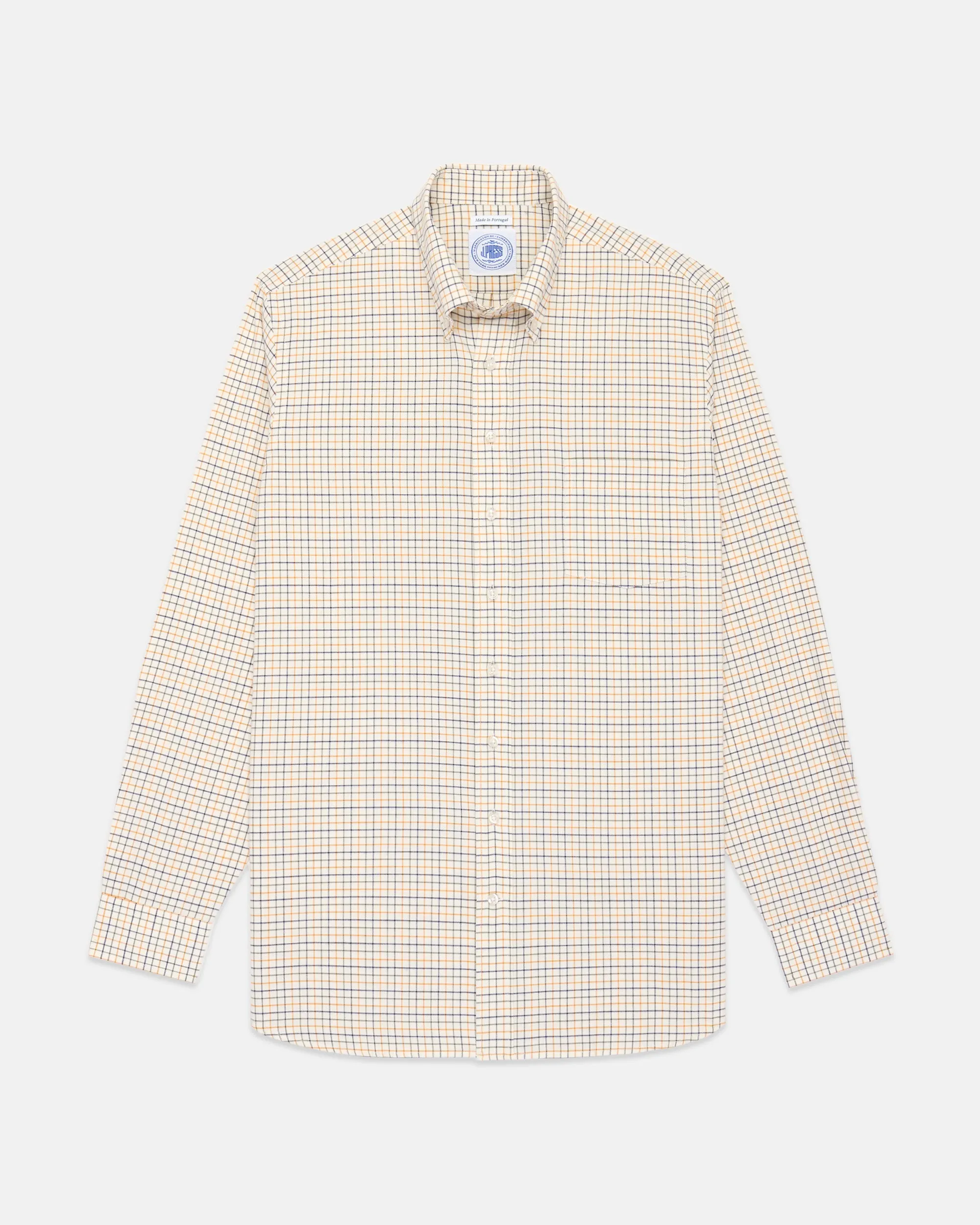 Navy, Gold & Green Tattersall Cotton Flannel Sport Shirt - Classic Fit sold by J. Press product image thumbnail 2