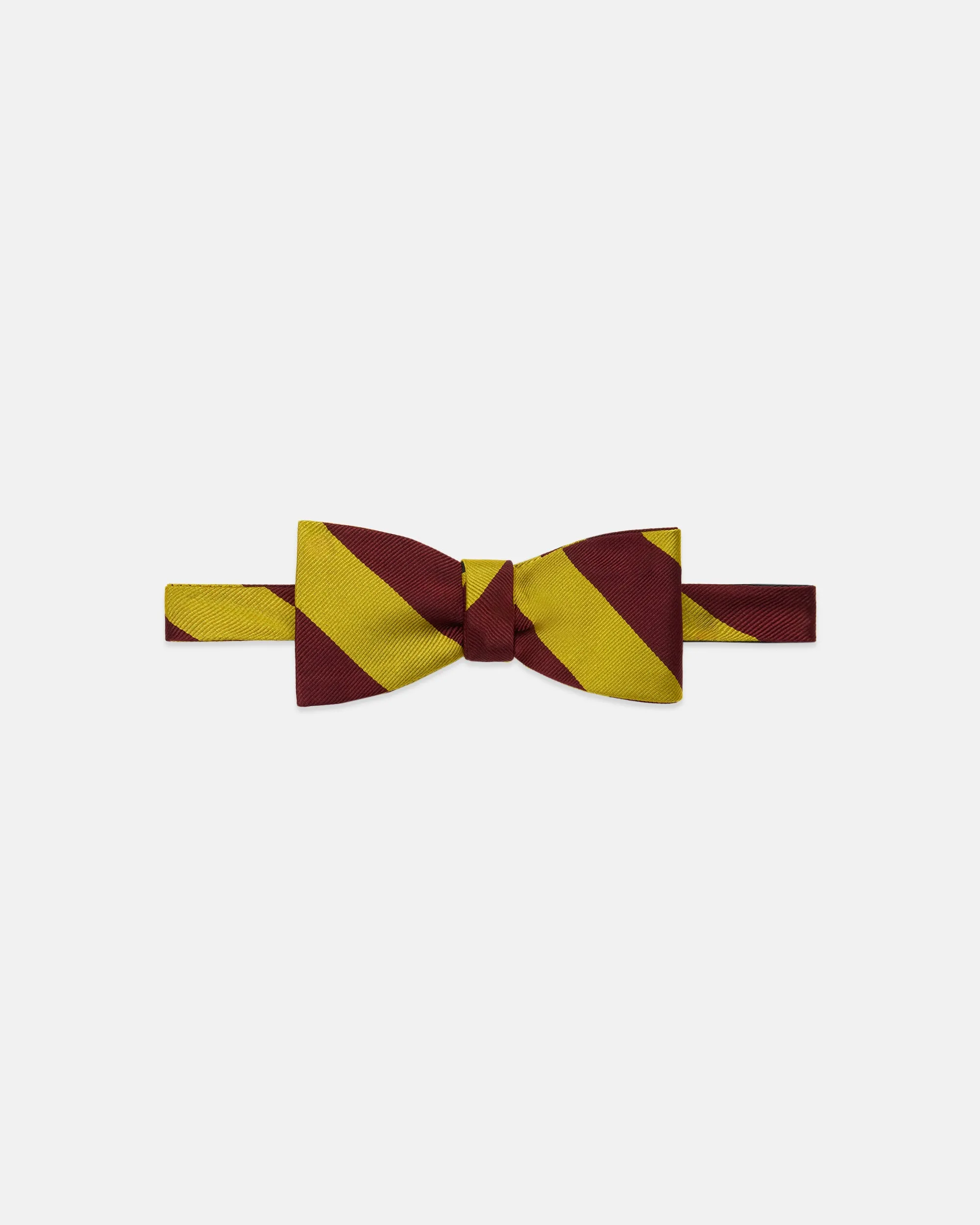 Made-in-USA Burgundy & Gold Guard Stripe Silk Repp Bow Tie sold by J. Press