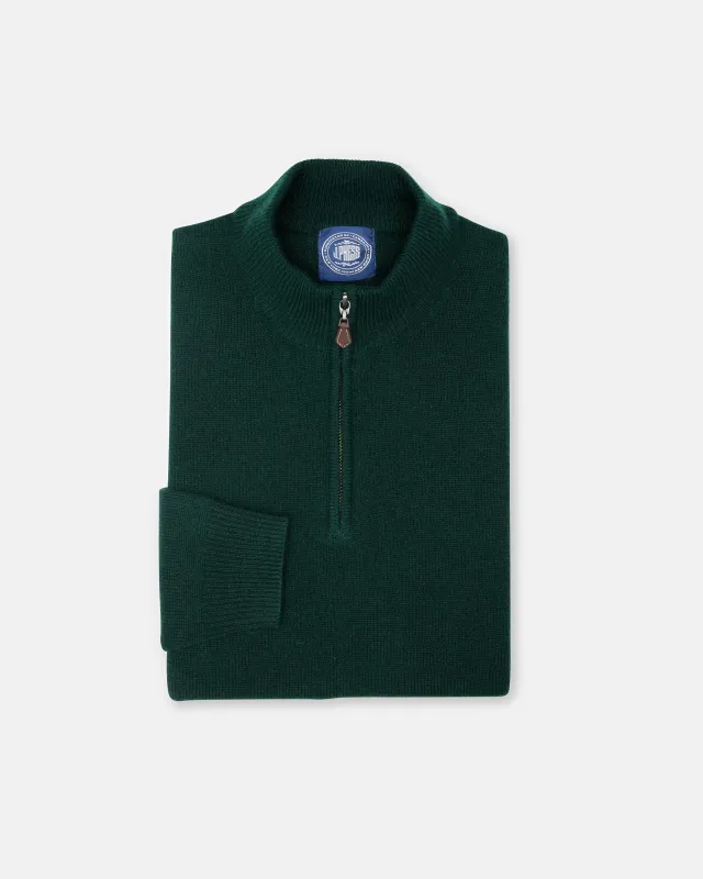 Bottle Green Lambswool Quarter Zip-up Sweater sold by J. Press