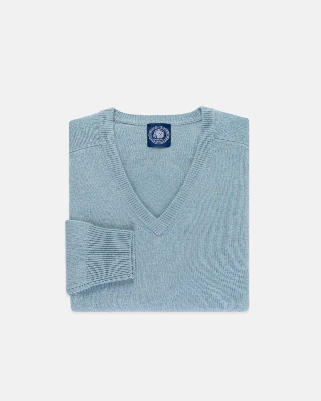 Light Blue Lambswool V-neck Sweater sold by J. Press