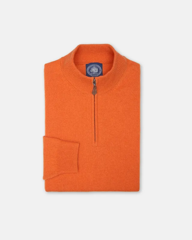 Orange Lambswool Quarter Zip-up Sweater sold by J. Press