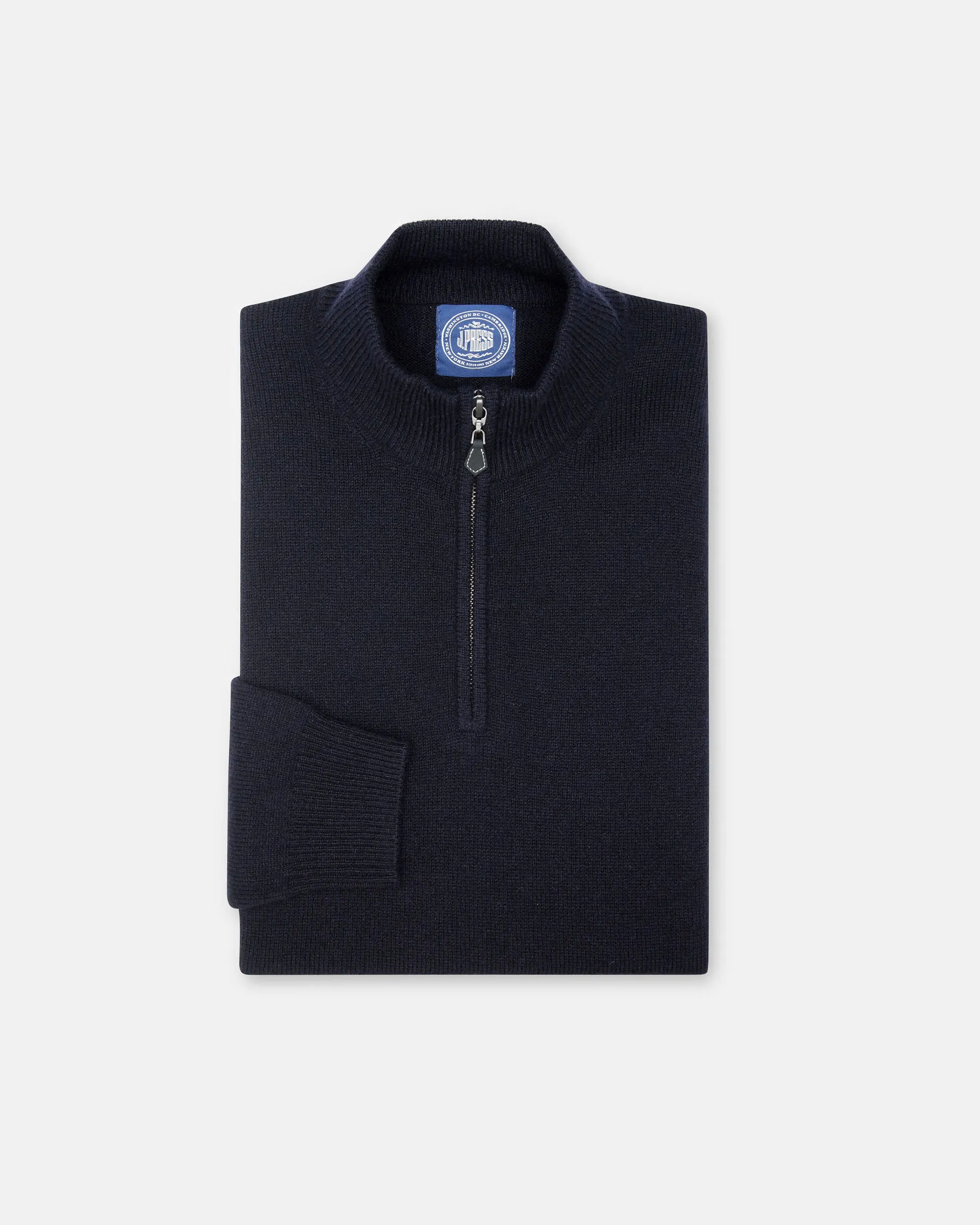 Navy Lambswool Quarter Zip-up Sweater sold by J. Press