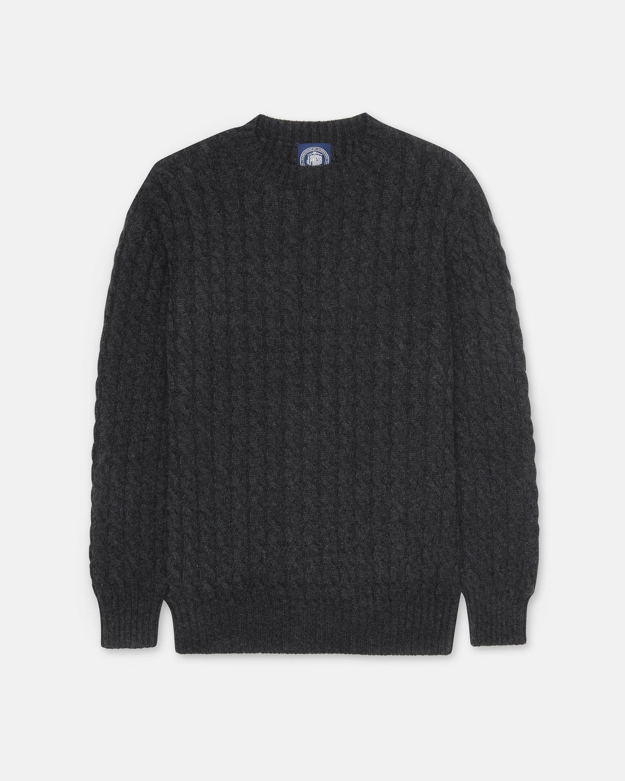 Made-in-Scotland Charcoal Cable Knit Cashmere Sweater sold by J. Press product image thumbnail 2