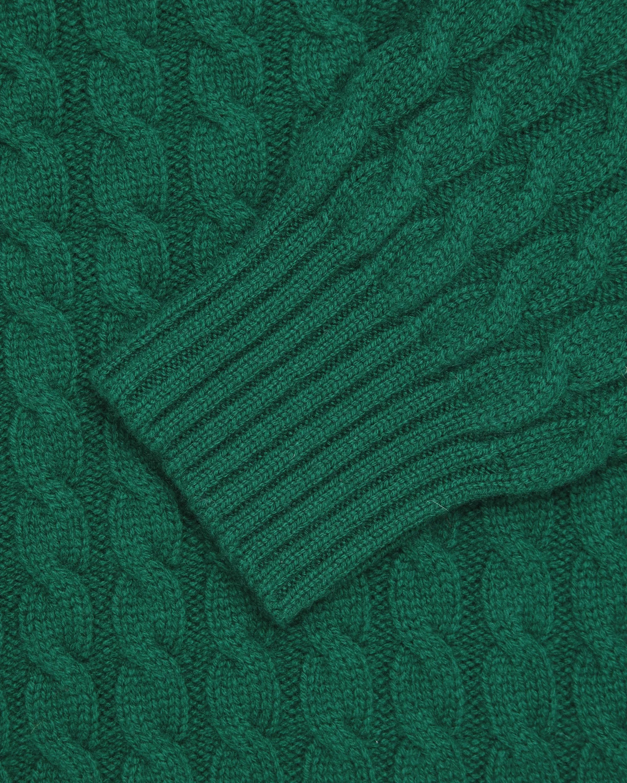 Made-in-Scotland Green Cable Knit Cashmere Sweater sold by J. Press product image thumbnail 4