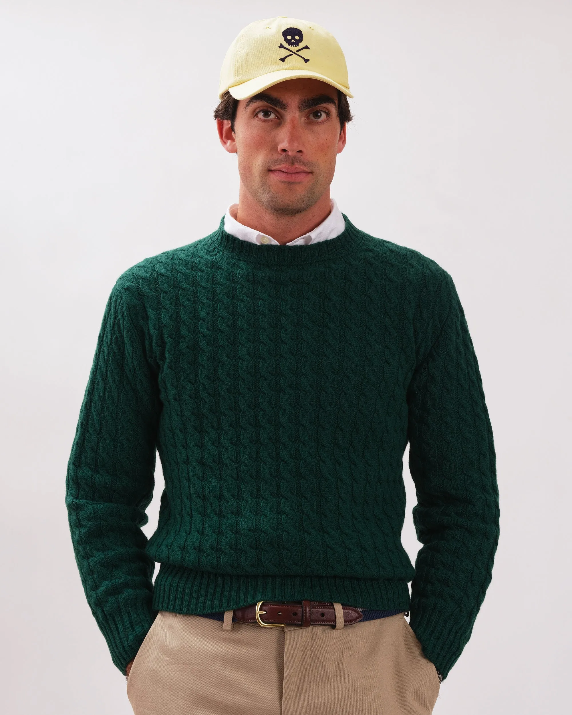Made-in-Scotland Green Cable Knit Cashmere Sweater sold by J. Press product image thumbnail 3