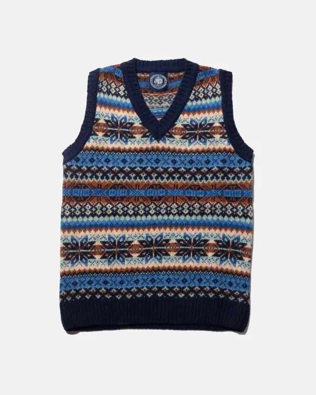 Made-in-Scotland Navy Fair Isle Sweater Vest sold by J. Press