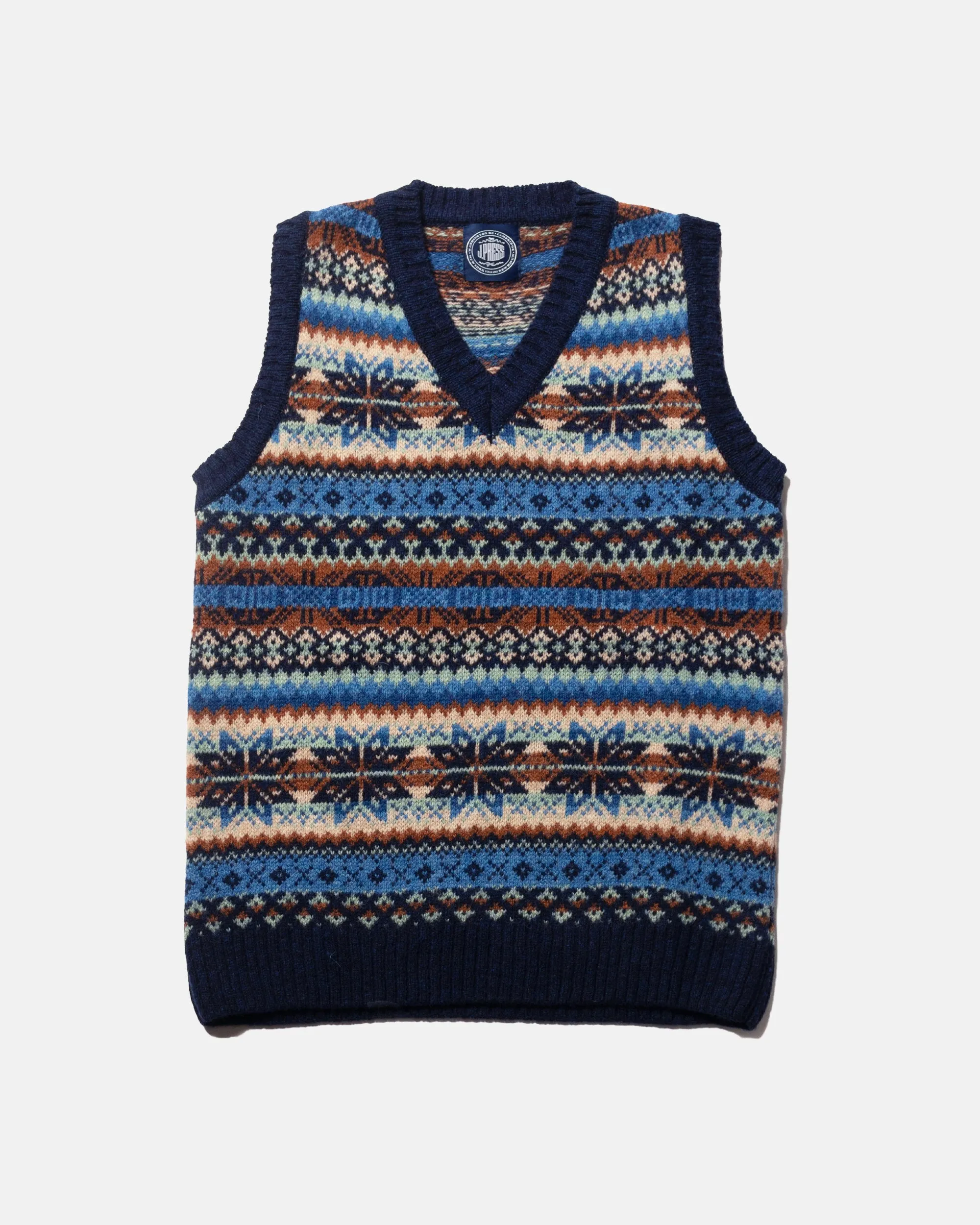 Made-in-Scotland Navy Fair Isle Sweater Vest sold by J. Press