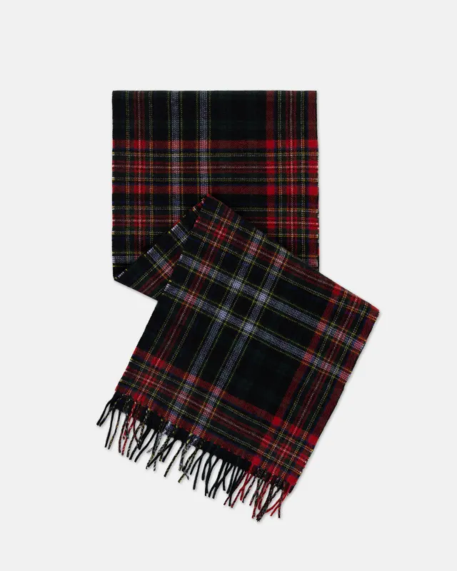 Made-in-England Black Stewart Tartan Cashmere Muffler made by J. Press