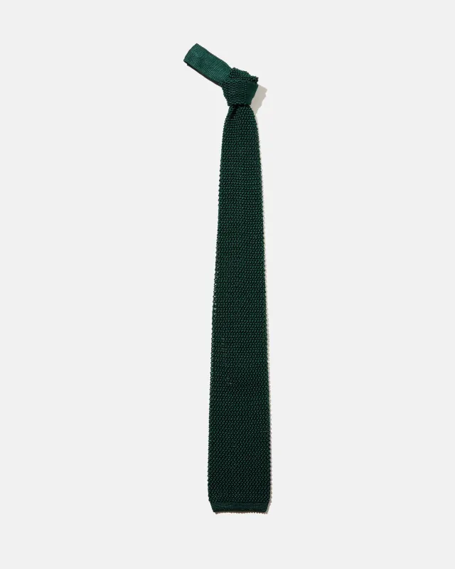 Made-in-Japan Wide Bottle Green Silk Knit Tie made by J. Press